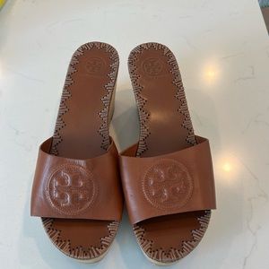 Tory Burch Brown Leather Mules